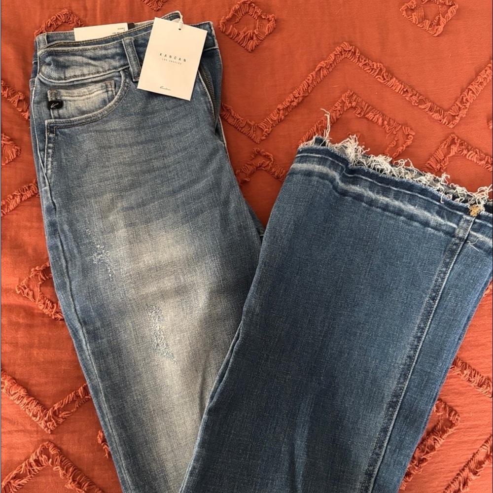 Kancan Distressed Boot Cut Jeans